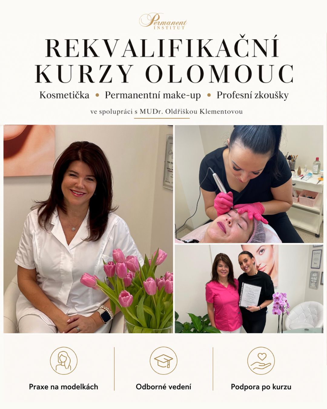 Rekvalifikační kurzy permanentního make-upu a kosmetiky v Olomouci ve spolupráci s MUDr. Oldřiškou Klementovou